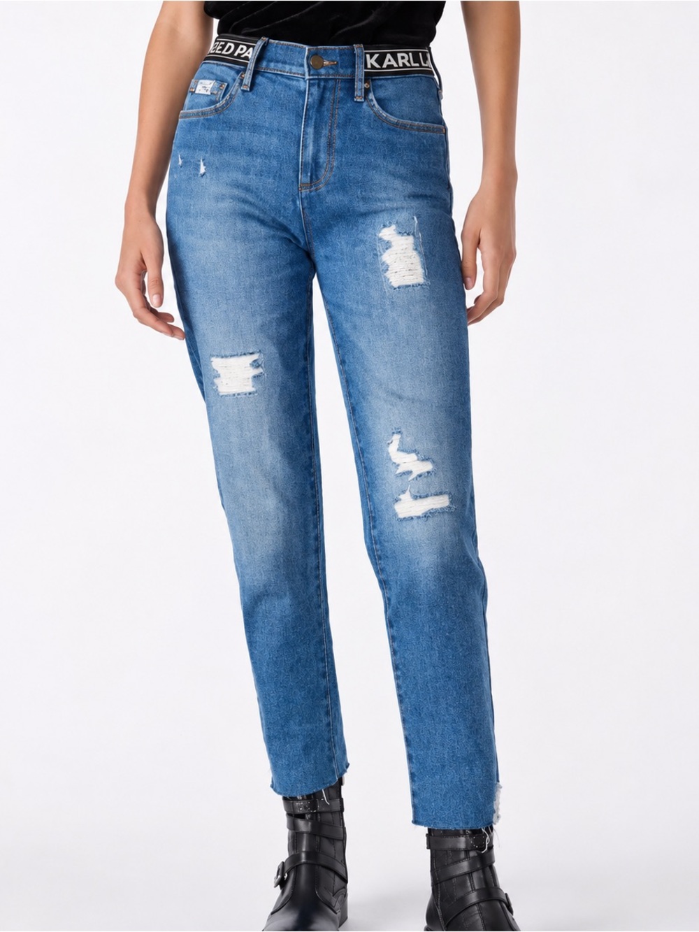 Karl Lagerfeld Cannes Straight Leg High Rise Jeans